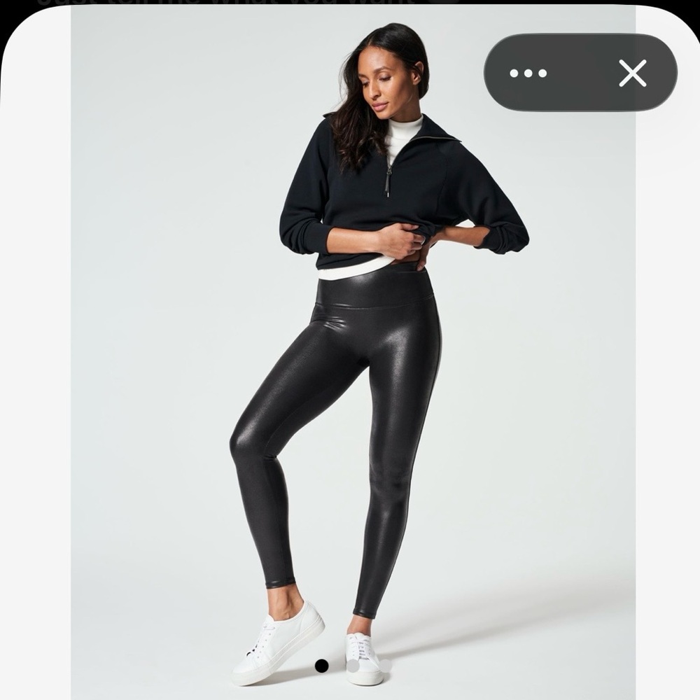 SPANX Faux Leather Leggings Black High-Waisted | Size Small